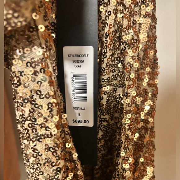 NWT Stunning Gold Sequin Gown - sz 8 - Picture 4 of 4